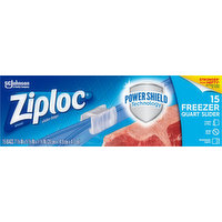 Ziploc Slider Bags, Freezer, Quart, 15 Each