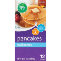 Food Club Pancakes, Buttermilk, 12 Each
