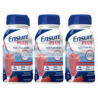 Ensure Plus Nutrition Shake Strawberry Ready-to-Drink Bottles, 48 Fluid ounce