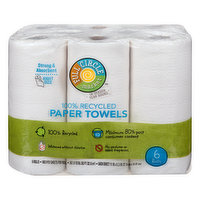 Full Circle Market Paper Towels, 100% Recycled, Right Size, 2-Ply, 6 Each