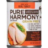 Pure Harmony Dog Food, Super Premium, Turkey & Sweet Potato Stew in Gravy, Grain Free, 13.2 Ounce