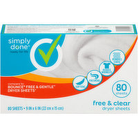 Simply Done Dryer Sheets, Free & Clear, 1 Each