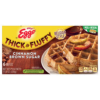 Eggo Waffles, Cinnamon Brown Sugar, Belgian Style, Thick & Fluffy, 6 Each