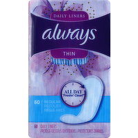 Always Daily Liners, Thin, Regular, 60 Each