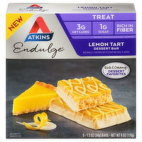 Atkins Dessert Bar, Lemon Tart, Treat, 5 Each