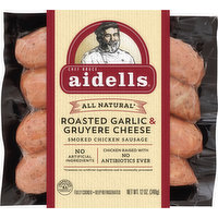 Aidells Smoked Chicken Sausage, Roasted Garlic & Gruyere Cheese, 12 Ounce