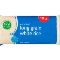 Food Club White Rice, Enriched, Long Grain, 10 Pound