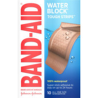 Band-Aid Bandages, Adhesive, Tough Strips, All One Size, 10 Each