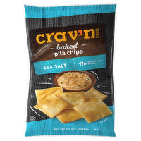 Crav'n Flavor Pita Chips, Sea Salt, Baked, 7.3 Ounce