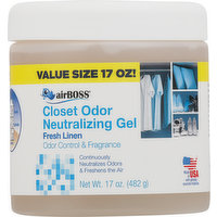 airBoss Closet Odor Neutralizing Gel, Fresh Linen, Value Size, 17 Ounce