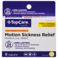 TopCare Motion Sickness Relief, 25 mg, Tablets, 8 Each