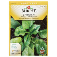 Burpee Seeds, Spinach, Baby's Leaf Hybrid, 2 Gram