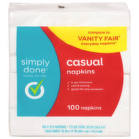 Simply Done Napkins, Casual, 2-Ply, 100 Each