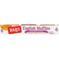 Bays Cinnamon Raisin English Muffins, 6 Each