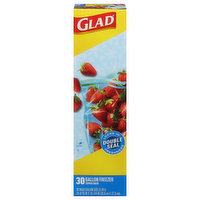 Glad Zipper Bags, Gallon Freezer, 30 Each