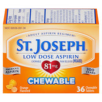 St. Joseph Aspirin, Low Dose, Chewable, 81 mg, Tablets, Orange Flavored, 36 Each