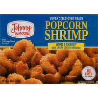 Johnny Seafood Popcorn Shrimp, Super Sized, 8 Ounce