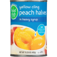 Food Club Peach Halves in Heavy Syrup, Yellow Cling, 15.25 Ounce