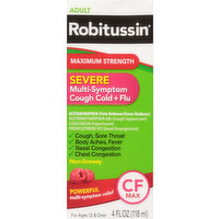 Robitussin Cough Cold + Flu, Multi-Symptom, Severe, Maximum Strength, Adult, 4 Fluid ounce