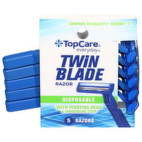 TopCare Razors, Disposable, Twin Blade, 5 Each