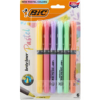 BiC Highlighter, Pastel Assorted, Chisel Tip, 6 Each