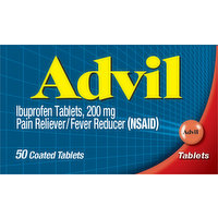 Advil Pain Reliever/Fever Reducer, 200 mg, Coated Tablets, 50 Each