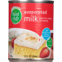 Food Club Evaporated Milk, 12 Fluid ounce