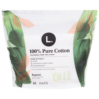 L. Pads, with Wings, Ultra Thin, 100% Pure Cotton, Regular, 42 Each