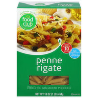 Food Club Penne Rigate, 16 Ounce