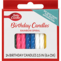 Betty Crocker Birthday Candles, Rainbow Spiral, 2.5 Inch, 24 Each
