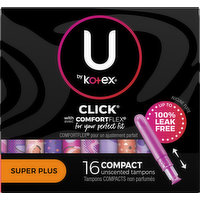 U by Kotex Tampons, Compact, Unscented, Super Plus, 16 Each