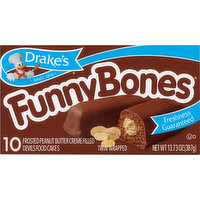 Drake's Devils Food Cakes, Frosted Peanut Butter Creme Filled, Funny Bones, 10 Each