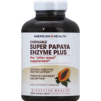 American Health Super Papaya Enzyme Plus, High-Potency Formula Chewable Tablets, 360 Each