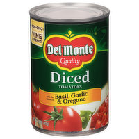 Del Monte Tomatoes, Diced, Basil, Garlic & Oregano, 14.5 Ounce