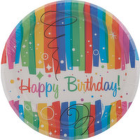 Unique Plates, Rainbow Ribbons Birthday, 6-3/4 Inch, 8 Each