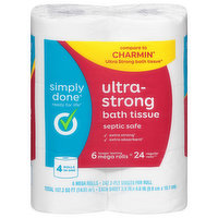 Simply Done Bath Tissue, Ultra-Strong, Mega Rolls, 2-Ply, 6 Each