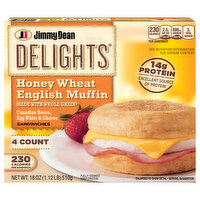 Jimmy Dean Sandwiches, Canadian Bacon, Egg White & Cheese, Honey Wheat English Muffin, 4 Each