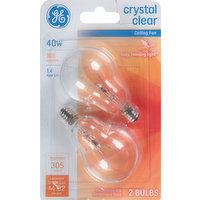 GE Light Bulbs, Ceiling Fan, Crystal Clear, 40 Watts, 2 Each