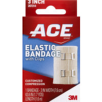 ACE Bandage, Elastic, with Clips, 3 Inch, 1 Each