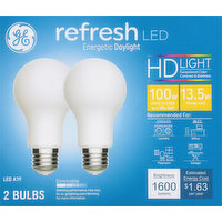 GE Light Bulbs, LED A19, HD Light, 13.5 Watts, 2 Each