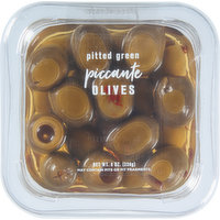 DeLallo Olives, Piccante, Pitted Green, 8 Ounce
