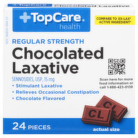 TopCare Chocolated Laxative, Regular Strength, 15 mg, 24 Each