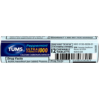 Tums Antacid, Ultra Strength, 1000 mg, Chewable Tablets, Peppermint, 12 Each