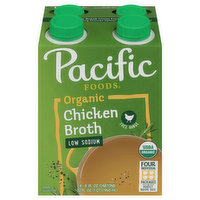 Pacific Foods Chicken Broth, Organic, Low Sodium, 4 Each