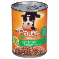 Paws Happy Life Dog Food, with Turkey & Bacon, 13.2 Ounce
