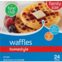 Food Club Waffles, Homestyle, Family Size, 24 Each