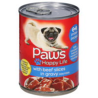 Paws Happy Life Dog Food, with Beef Slices in Gravy, 13.2 Ounce