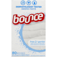 Bounce Dryer Sheets, Free & Gentle, 80 Each