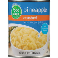 Food Club Pineapple, Crushed, 20 Ounce