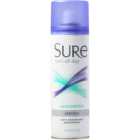 Sure Anti-Perspirant Deodorant, Unscented, 6 Ounce